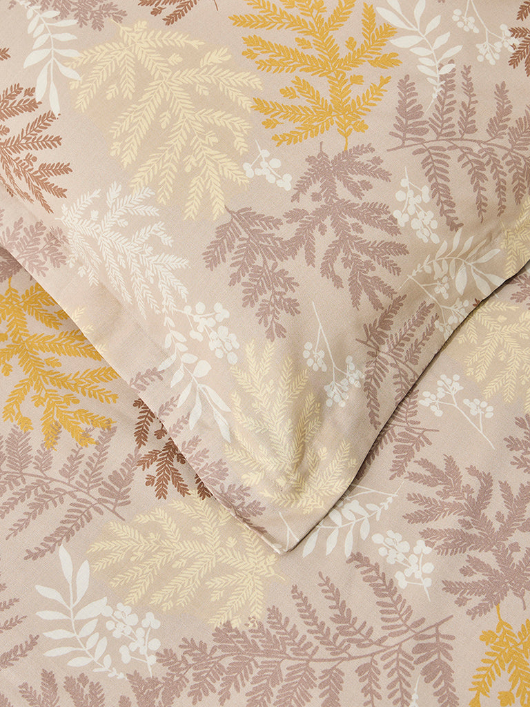 Westside Home Ochre Foliage Single Bed Flat Sheet and Pillowcase Set - Image 3