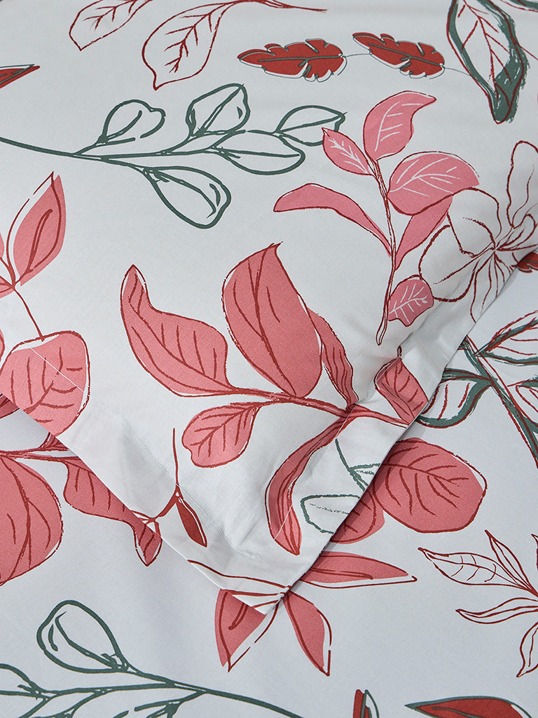 Westside Home Pink Floral Printed King Bed Flat Sheet and Pillowcase Set - Image 3