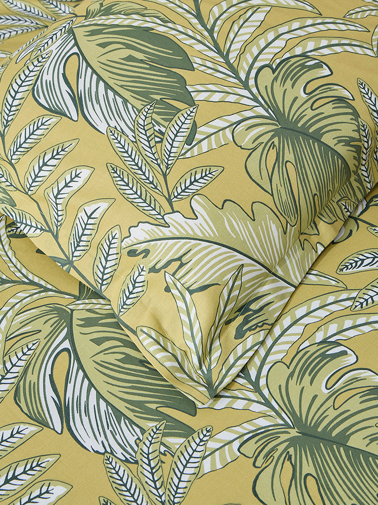 Westside Home Yellow Printed Queen Bed Fitted Sheet and Pillowcase Set - Image 3