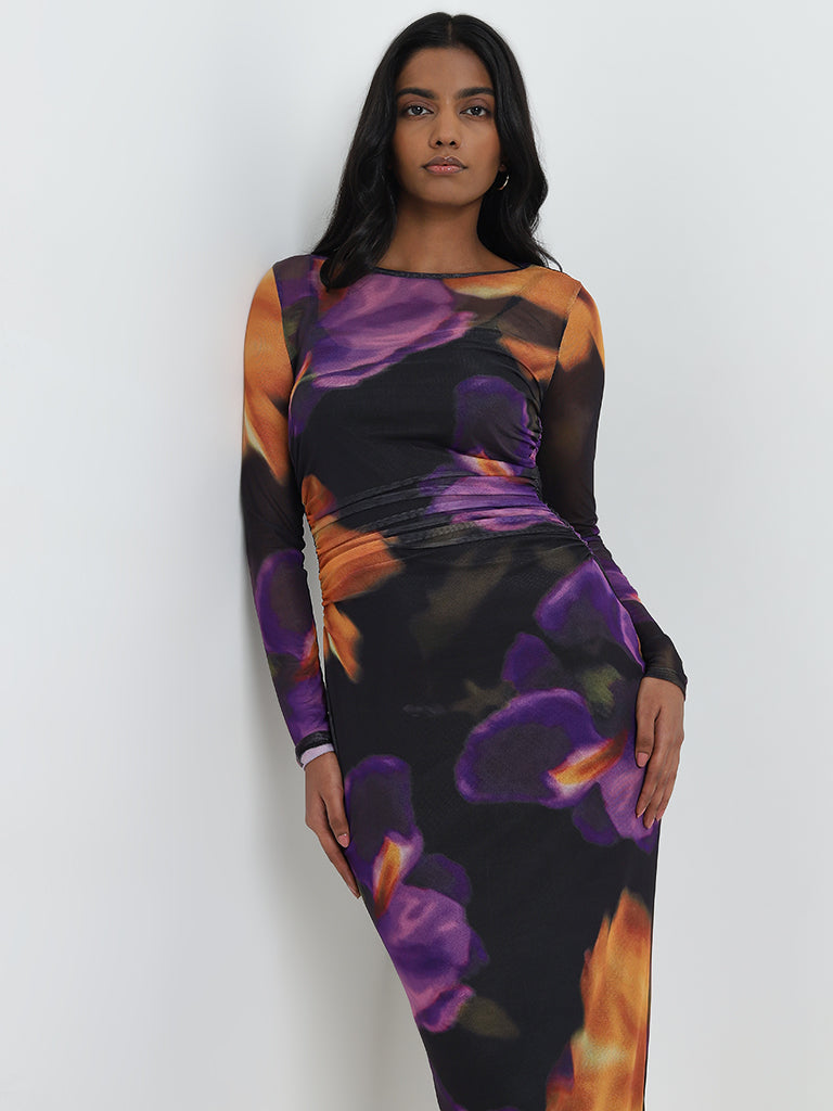 Wardrobe Black Ruched Bodycon Dress with Camisole - Image 3