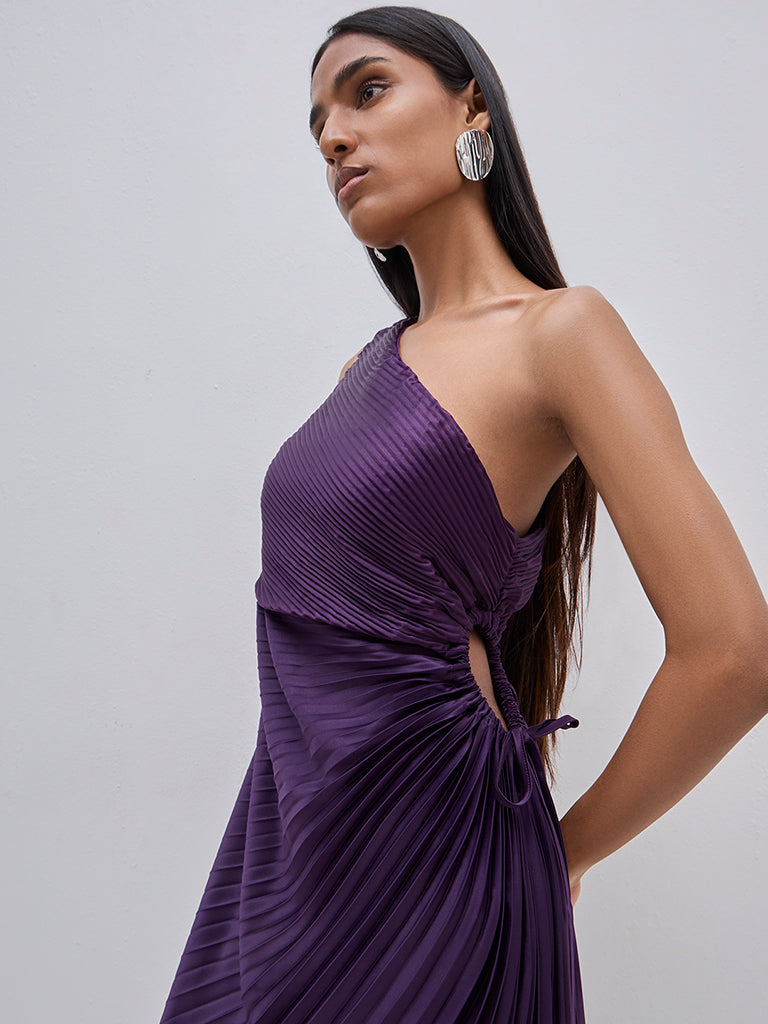 Wardrobe Purple Cut-Out Asymmetrical Dress - Image 2