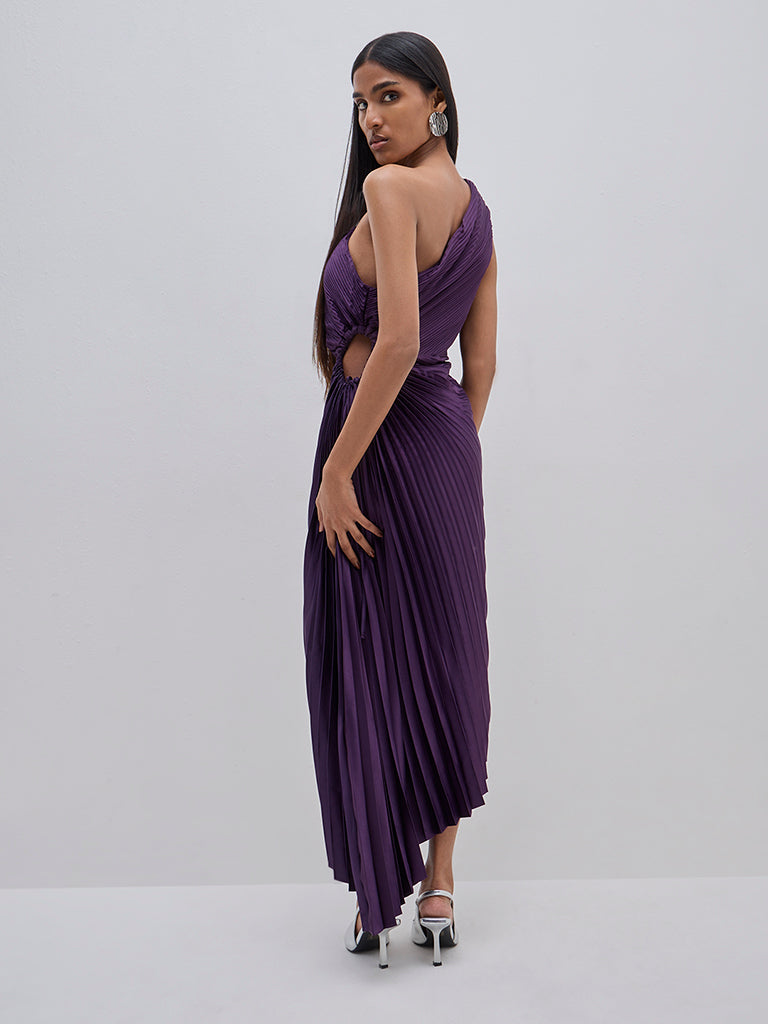Wardrobe Purple Cut-Out Asymmetrical Dress - Image 4