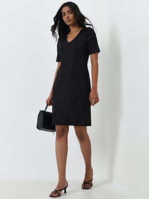 Wardrobe Black Embellished A-Line Dress
