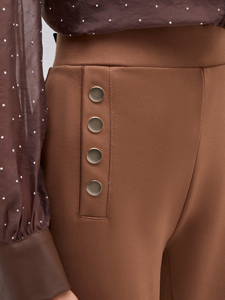 Wardrobe Brown High-Rise Trousers - Image 3