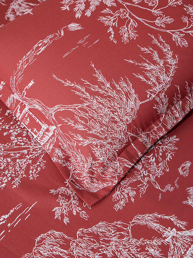 Westside Home Rust Printed King Bed Fitted Sheet and Pillowcase Set - Image 3