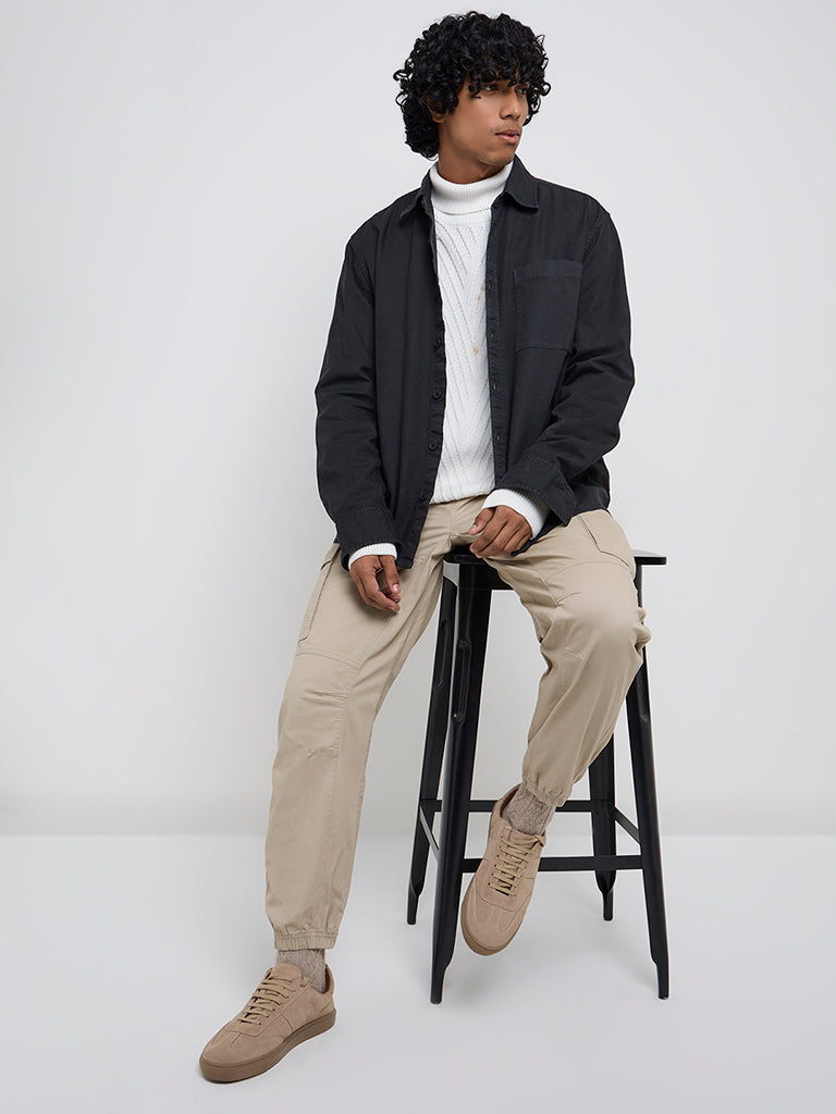 WES Casuals Charcoal Relaxed-Fit Cotton Shirt - Image 4