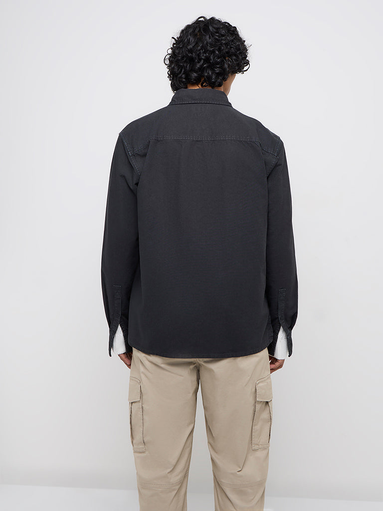 WES Casuals Charcoal Relaxed-Fit Cotton Shirt - Image 5