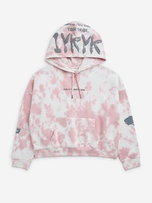 Y&F Kids Pink Tie-Dye Printed Cotton-Blend Sweatshirt