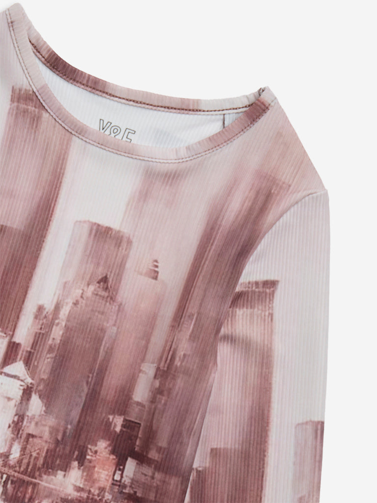 Y&F Kids Brown Cityscape Print Top - Image 4
