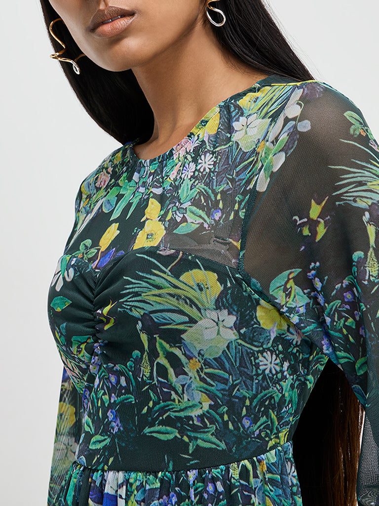 Wardrobe Green Botanical Design Fit-and-Flare Maxi Dress - Image 2