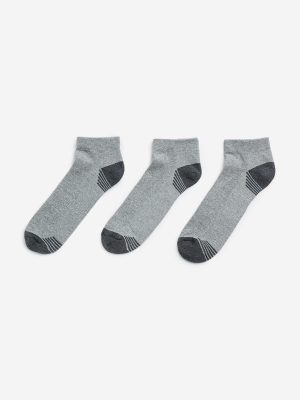 WES Lounge Grey Trainer Cotton-Blend Socks - Pack of 3