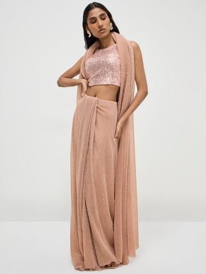 Vark Dusty Pink Sequin-Detailed Blouse