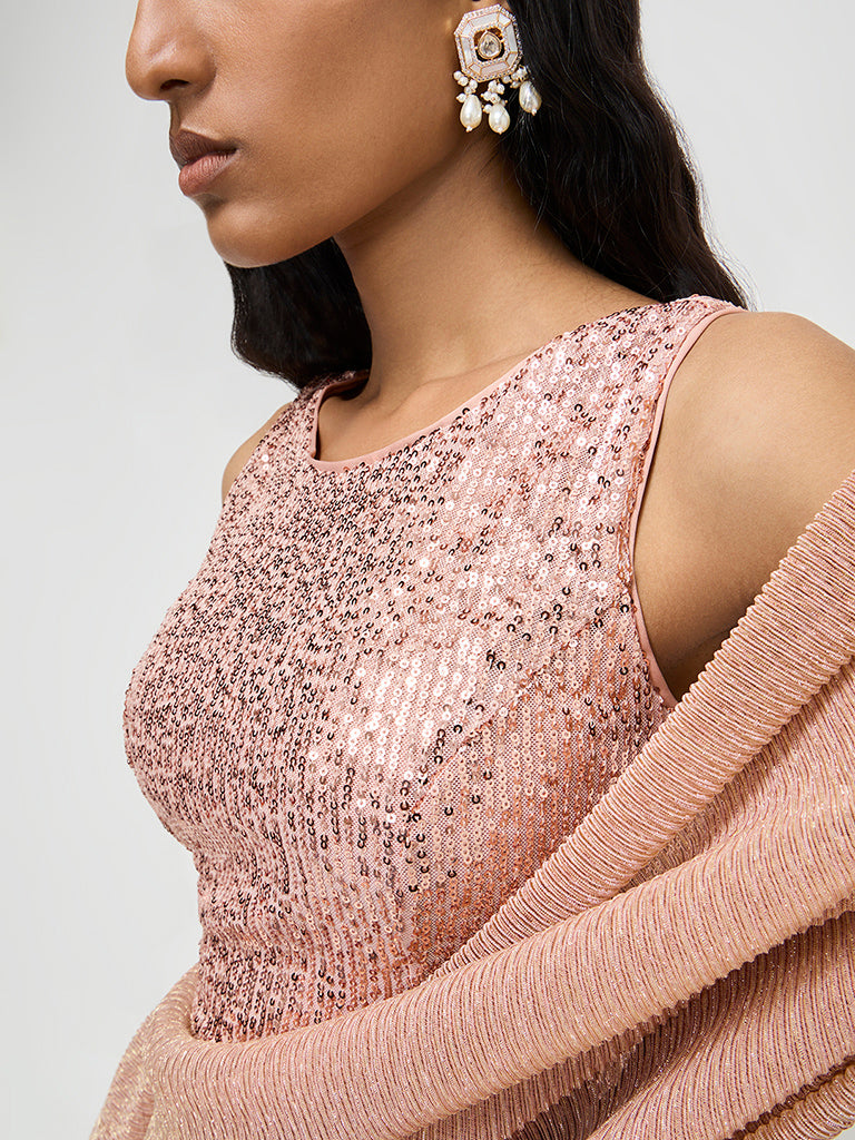 Vark Dusty Pink Sequin-Detailed Blouse - Image 3