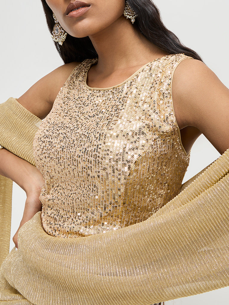 Vark Gold Sequin-Detailed Blouse - Image 3