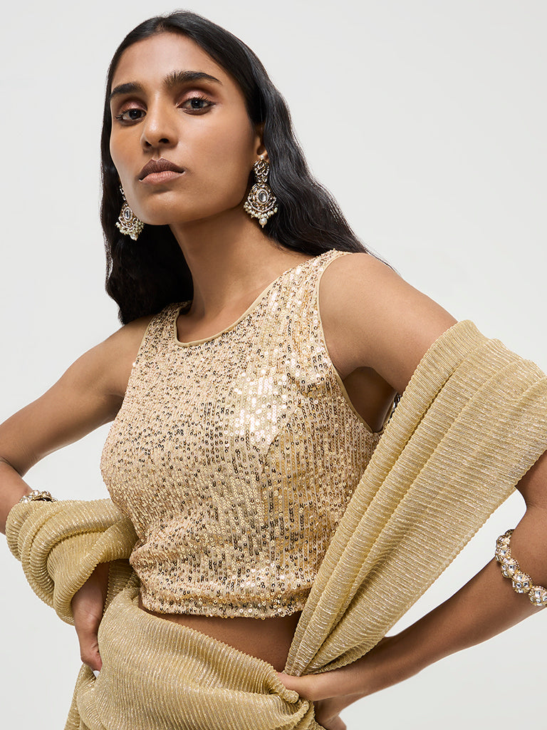 Vark Gold Sequin-Detailed Blouse - Image 4