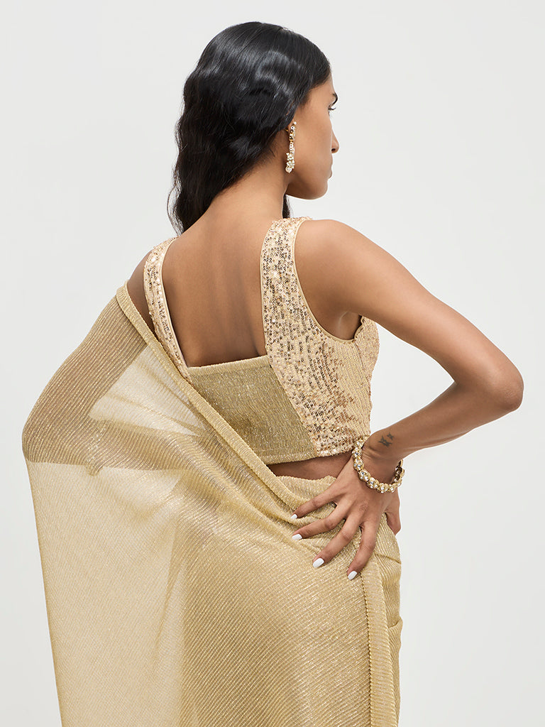 Vark Gold Sequin-Detailed Blouse - Image 5