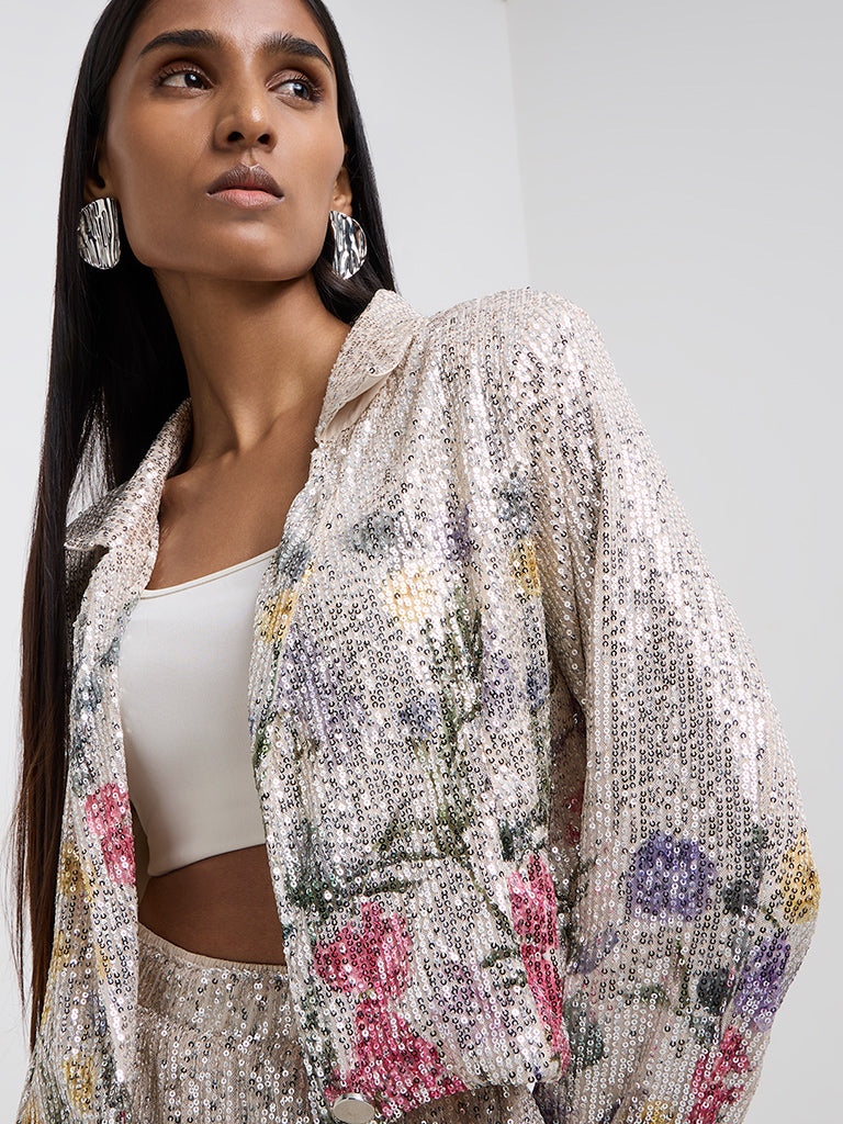 Vark Silver Sequin-Detailed Jacket - Image 2