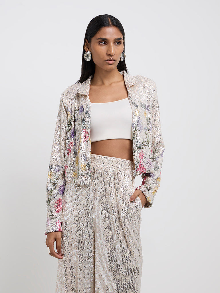 Vark Silver Sequin-Detailed Jacket - Image 3