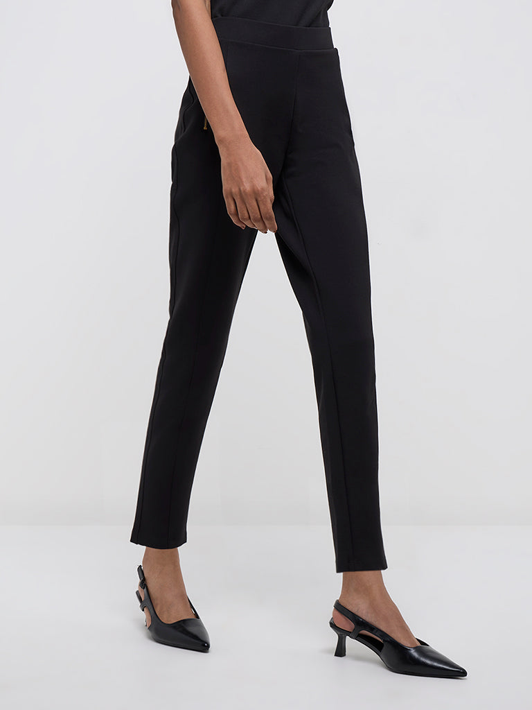 Wardrobe Black Slim-Fit High-Rise Trousers - Image 3