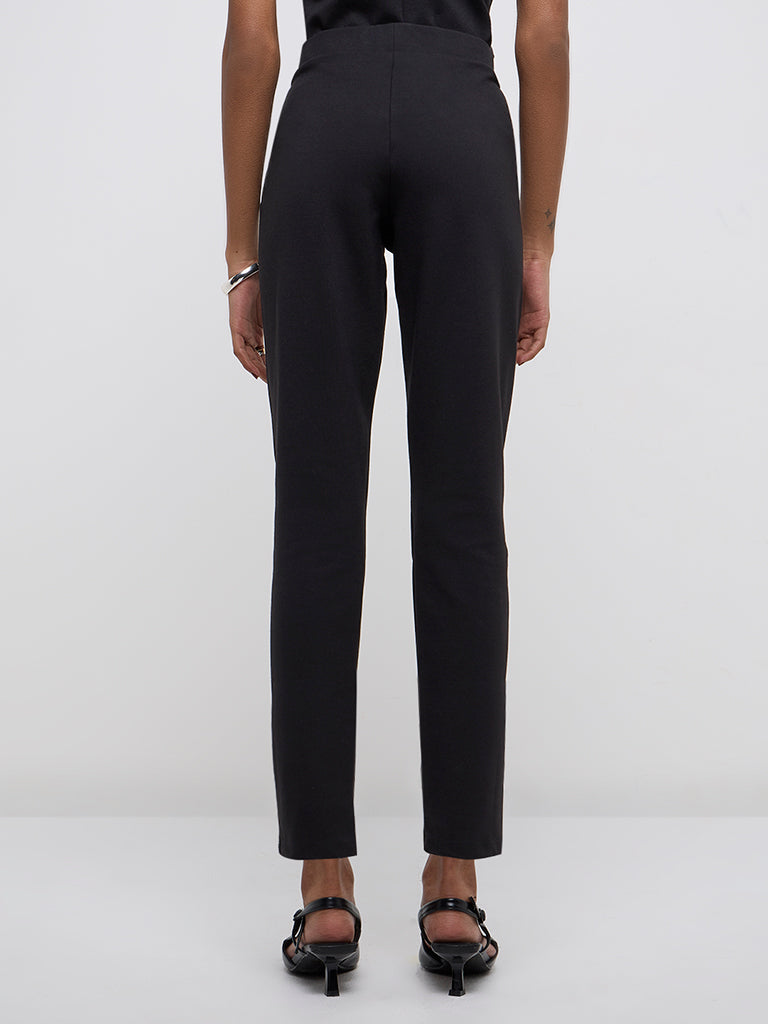 Wardrobe Black Slim-Fit High-Rise Trousers - Image 4