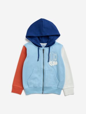 HOP Kids Multicolour Colour-Blocked Design Cotton-Blend Sweatshirt