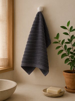 Westside Home Charcoal Self-Striped Hand Towel