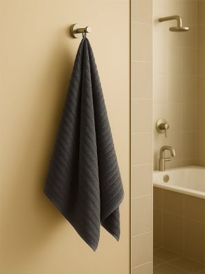 Westside Home Charcoal Self-Striped Bath Towel