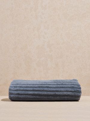 Westside Home Dusty Blue Self-Striped Bath Towel