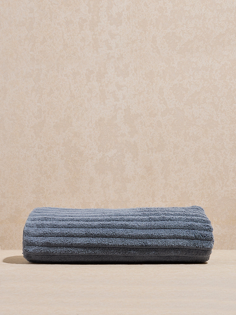 Westside Home Dusty Blue Self-Striped Bath Towel
