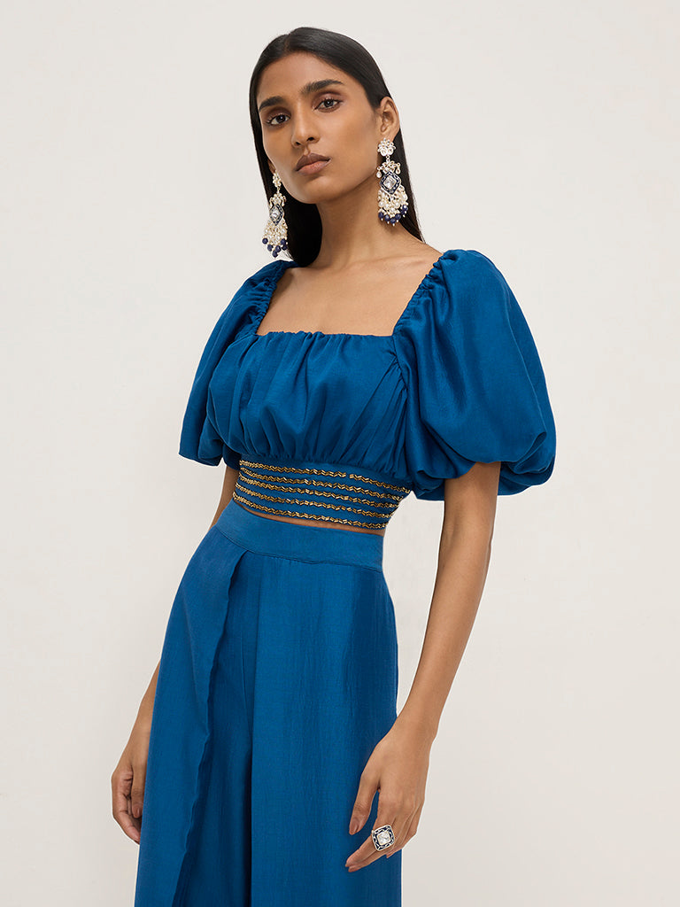 Vark Blue Embellished Top - Image 4