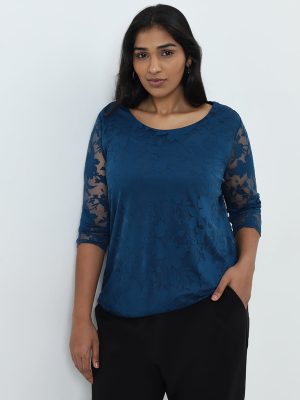 Gia Teal Floral Design Blouse