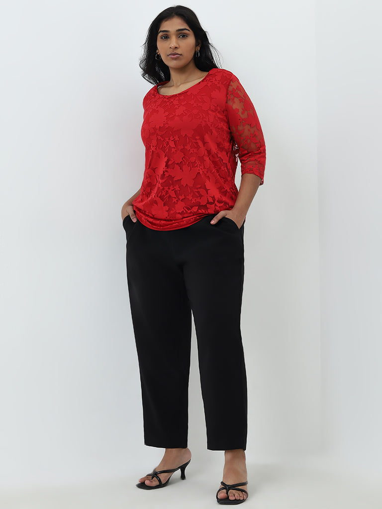 Gia Red Floral Net Blouse - Image 4
