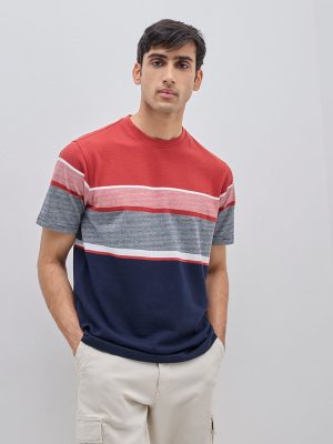 WES Lounge Multicolour Colour-Blocked Relaxed-Fit Cotton-Blend T-Shirt