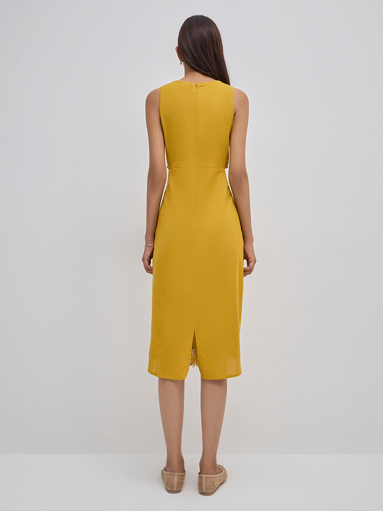 Bombay Paisley Mustard Floral Cotton-Blend Straight Dress - Image 4