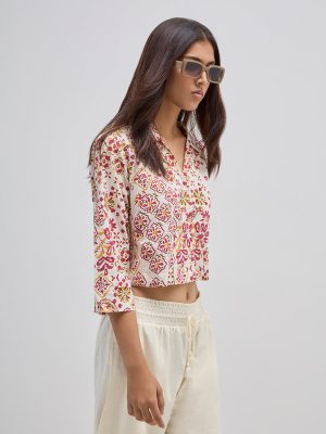 Bombay Paisley Off-White Floral Printed Cotton Shirt