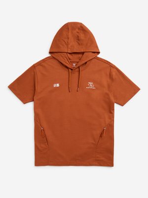 Y&F Kids Orange Text Design Cotton Hoodie