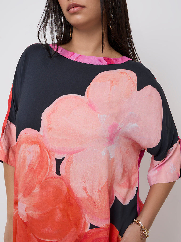 Diza Multicolour Floral Printed A-Line Dress - Image 2