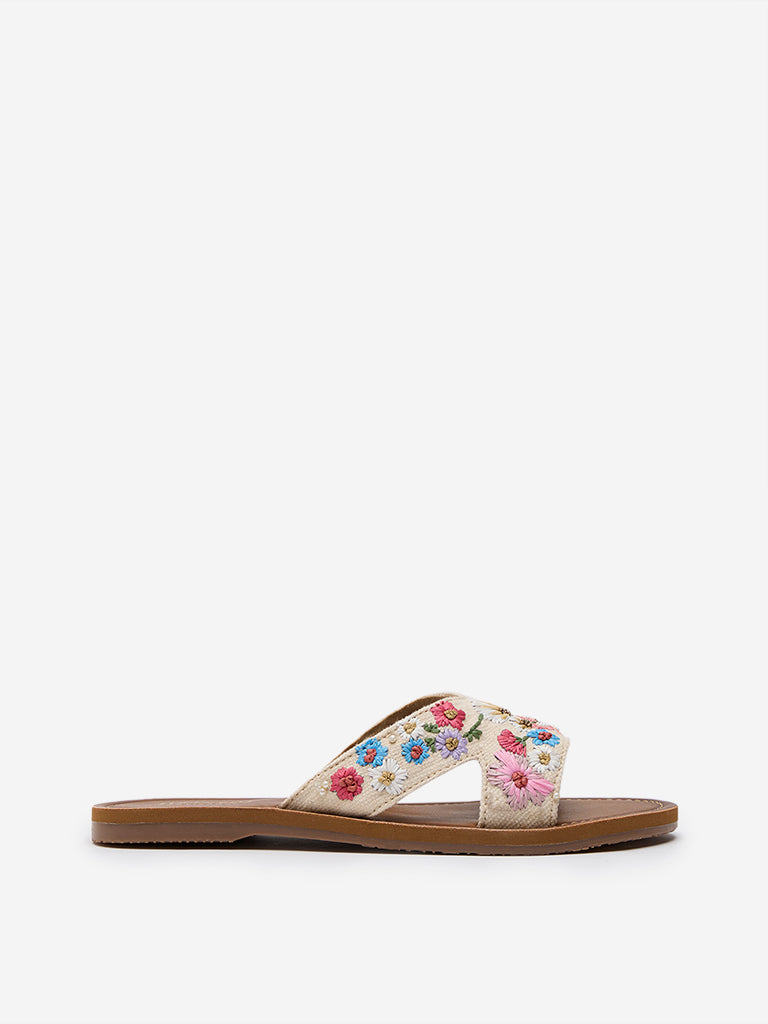 LUNA BLU Multicolour Embroidered Slides