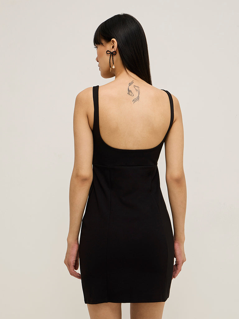 Nuon Black Cut-Out Design Bodycon Dress - Image 4