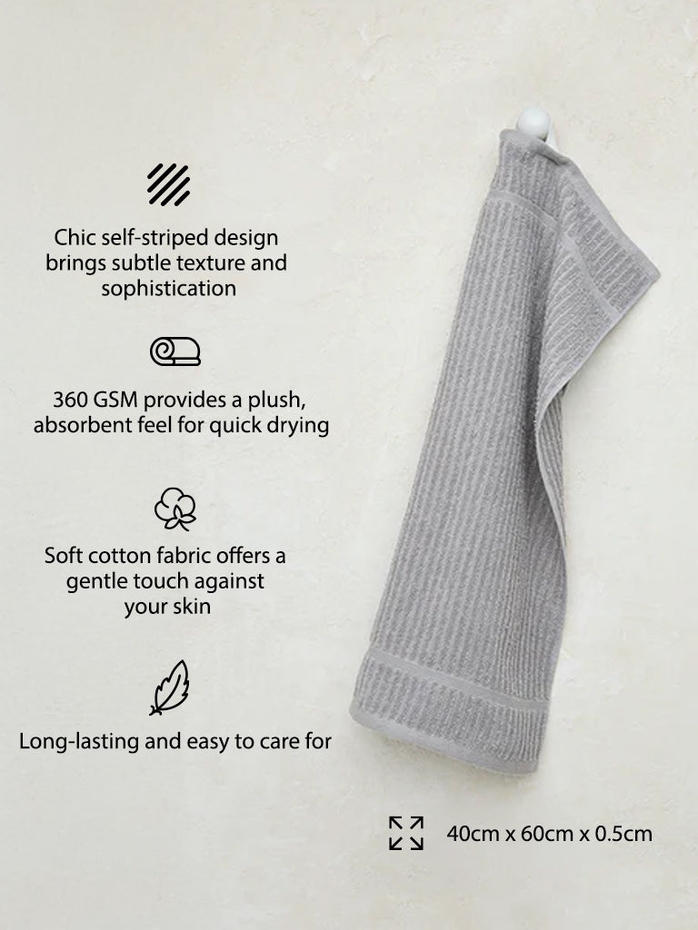 Westside Home Grey Self-Striped Hand Towel - Image 3