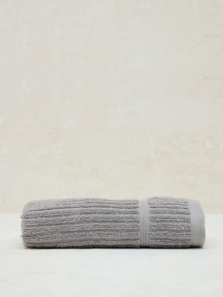 Westside Home Grey Self-Striped Hand Towel - Image 2