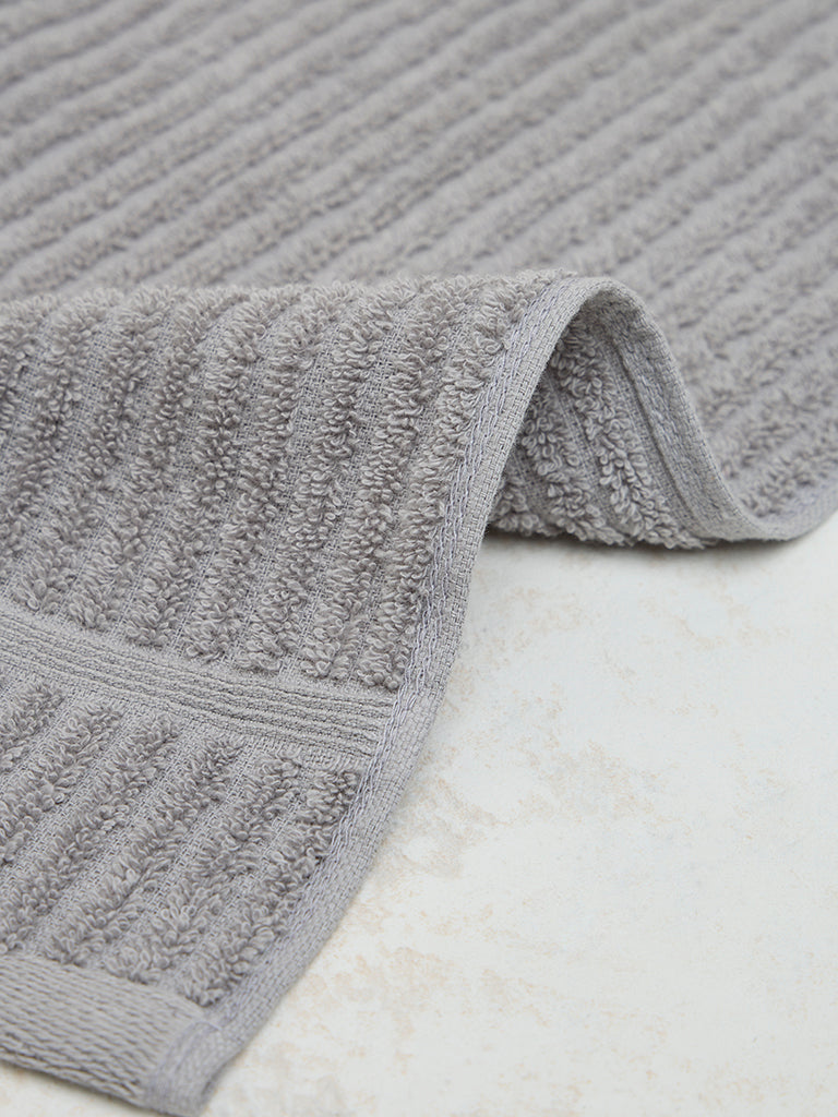 Westside Home Grey Self-Striped Hand Towel - Image 4
