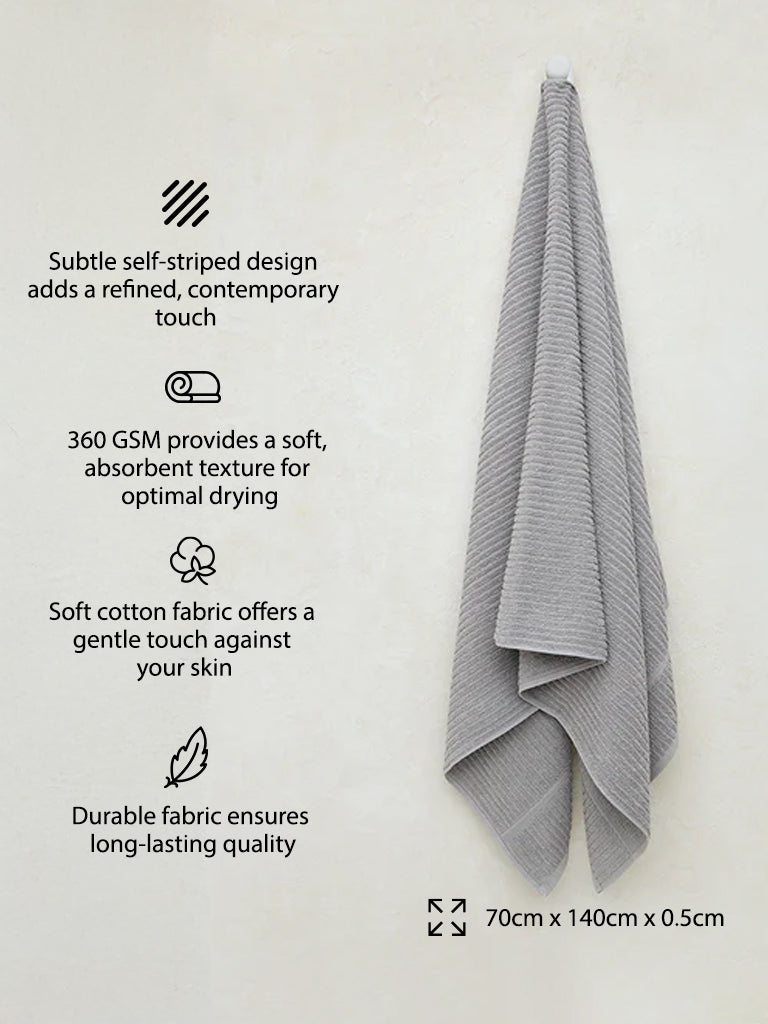Westside Home Grey Self-Striped Bath Towel - Image 3