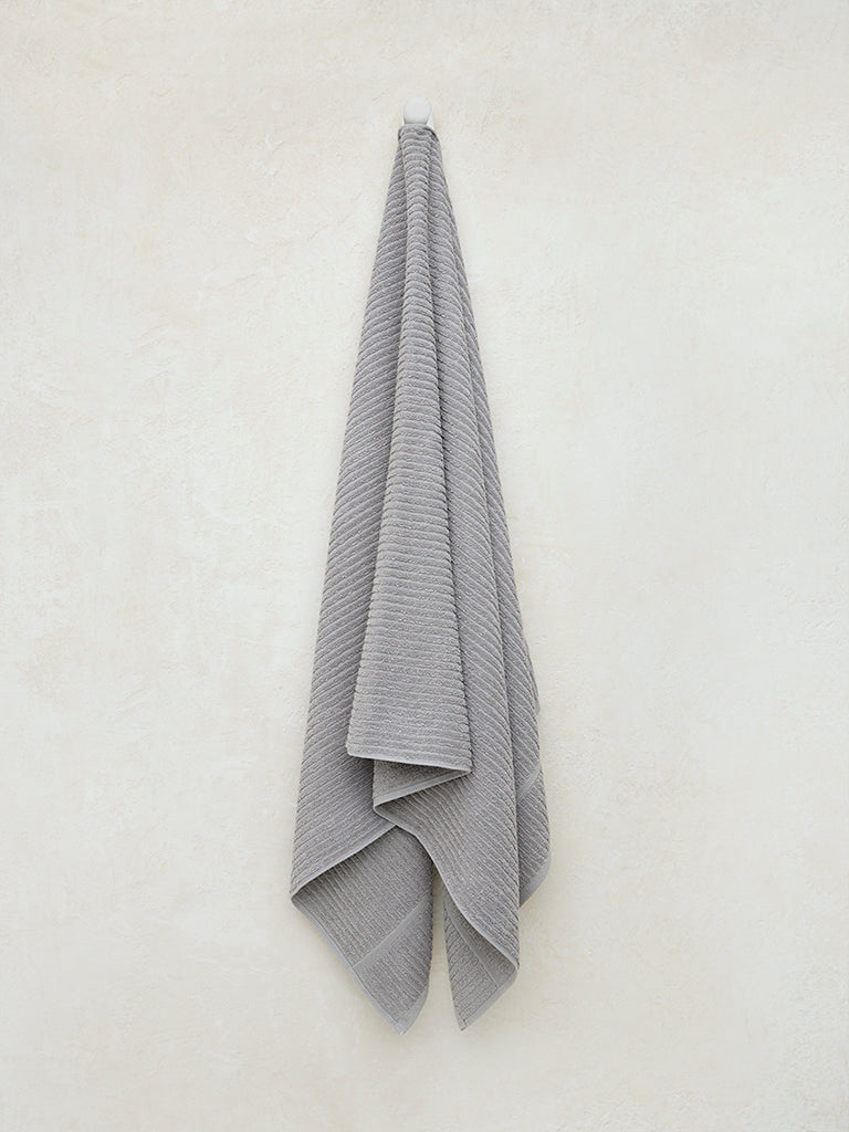 Westside Home Grey Self-Striped Bath Towel