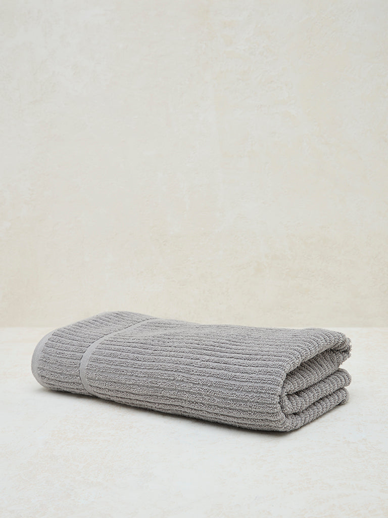 Westside Home Grey Self-Striped Bath Towel - Image 2