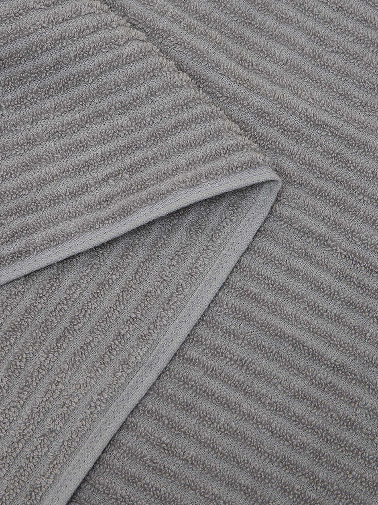 Westside Home Grey Self-Striped Bath Towel - Image 4