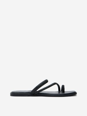 LUNA BLU Black Diamante Embellished Sandals