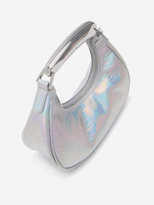 Westside Silver Textured Faux-Leather Hand Bag