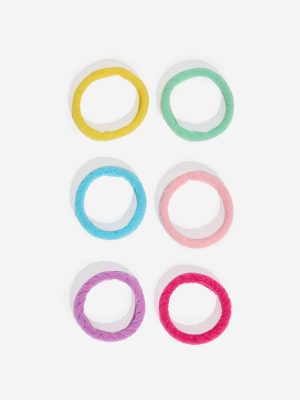 Westside Accessories Multicolour Textured Scrunchies - Pack of 6