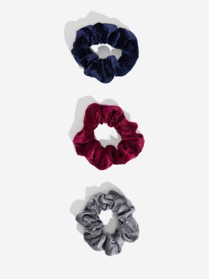 Westside Accessories Multicolour Velveteen Scrunchies - Pack of 3